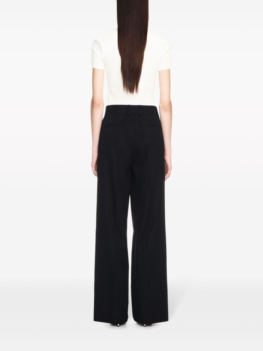 Off White Wide-Leg Piped Cotton Track Pants Black