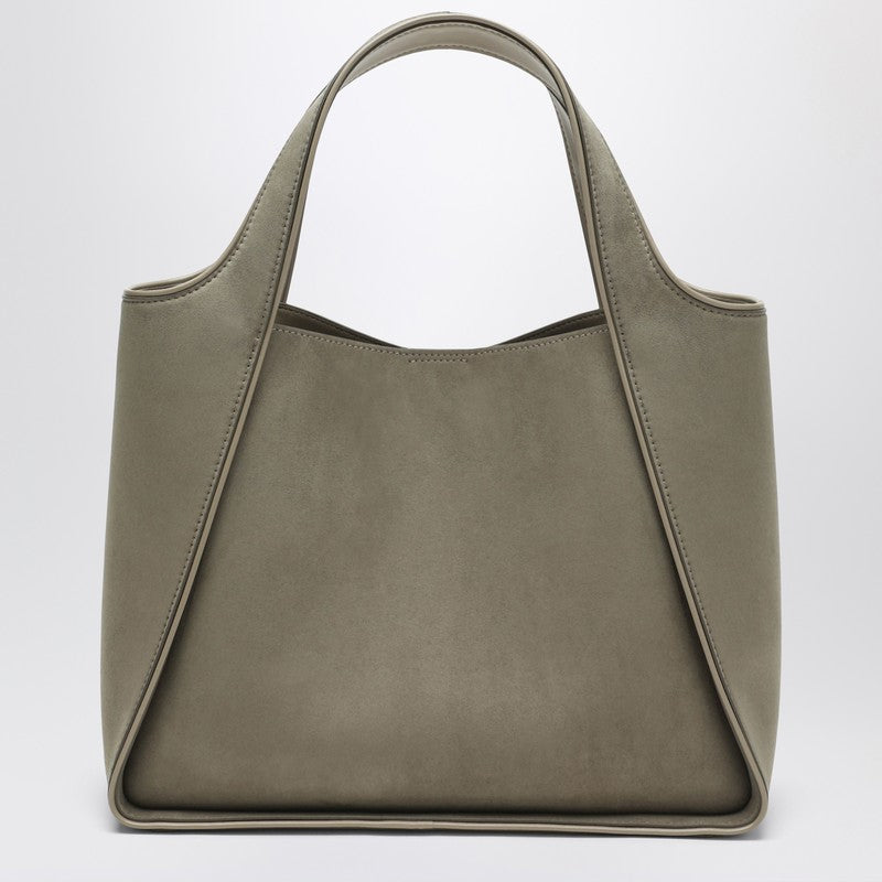 Stella McCartney Medium Stella Logo Tote Bag in Khaki Suede Green