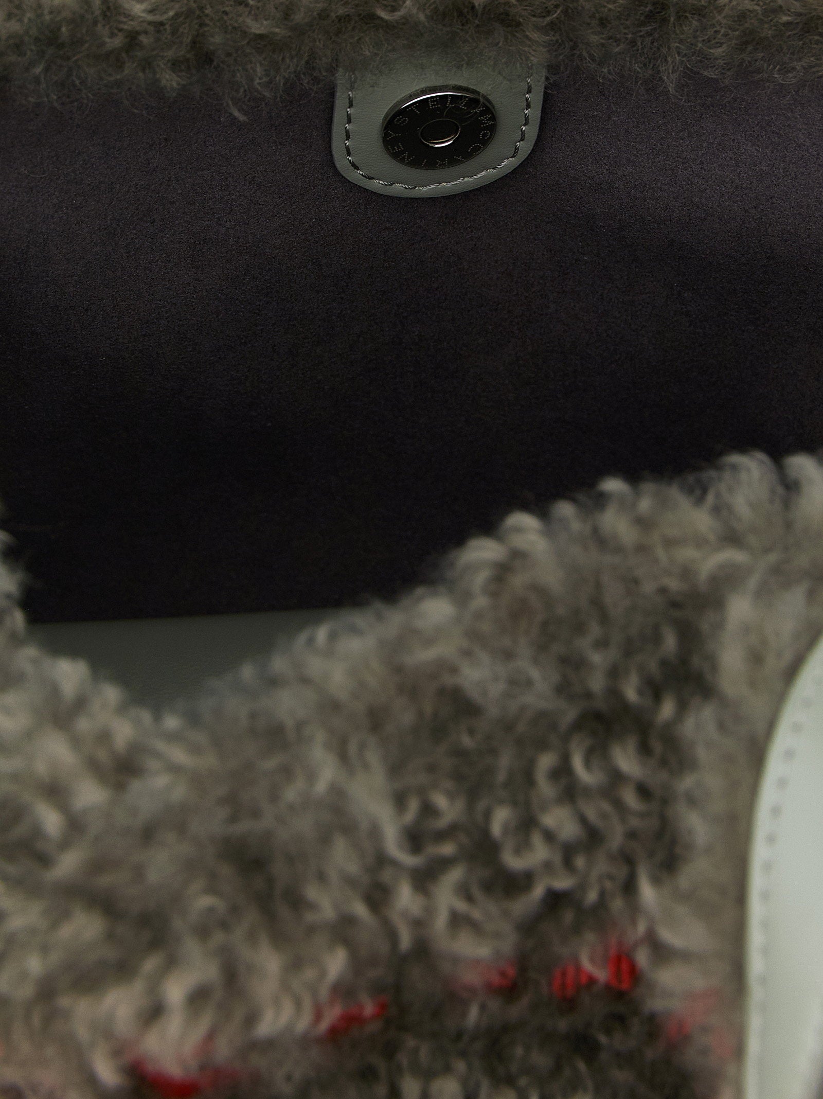 Stella Mccartney Shearling Logo Shopping Bag Gray