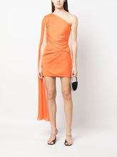Roland Mouret Asymmetric One-Shoulder Silk Dress Orange