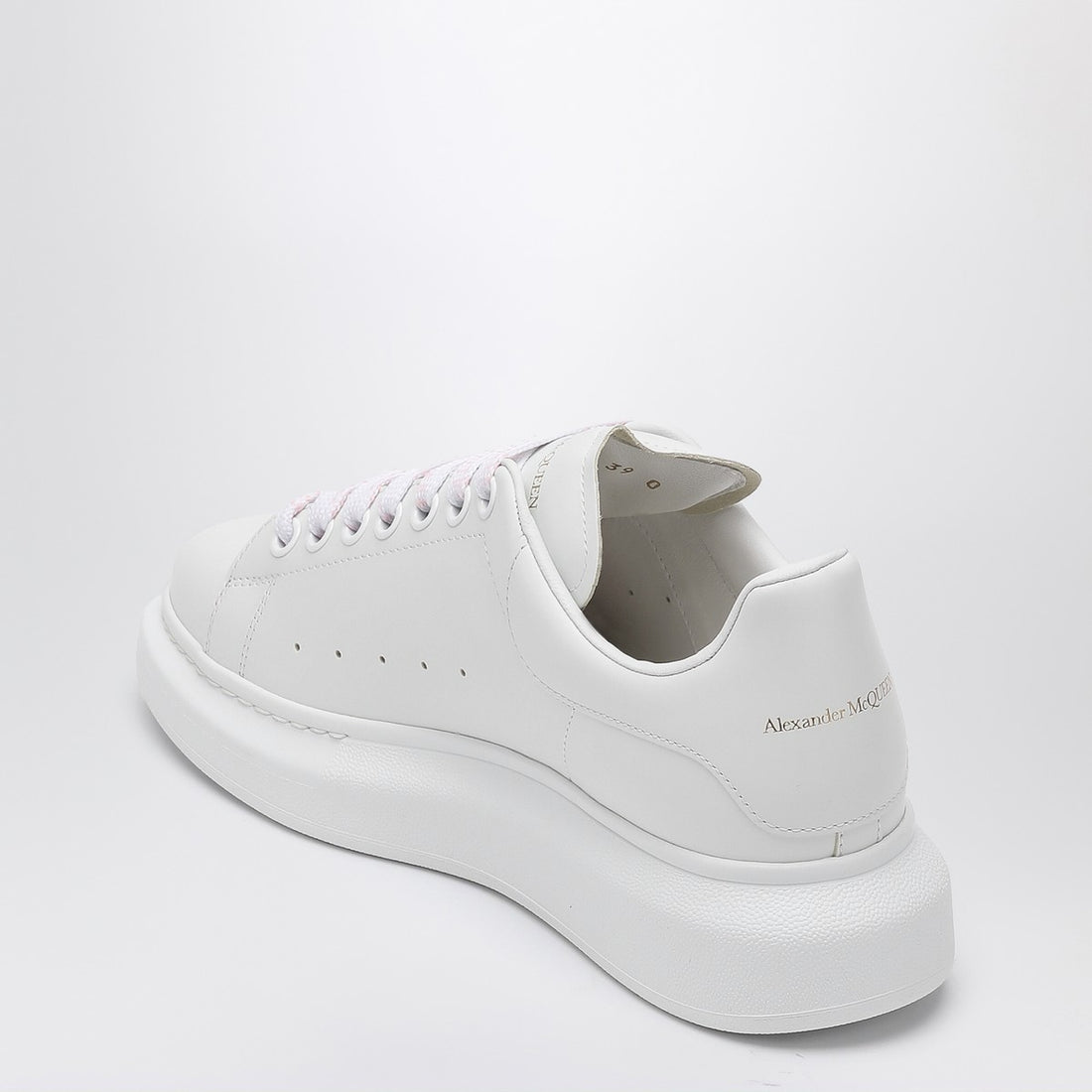 Alexander Mcqueen White Oversized Leather Sneakers with Pink Laces White