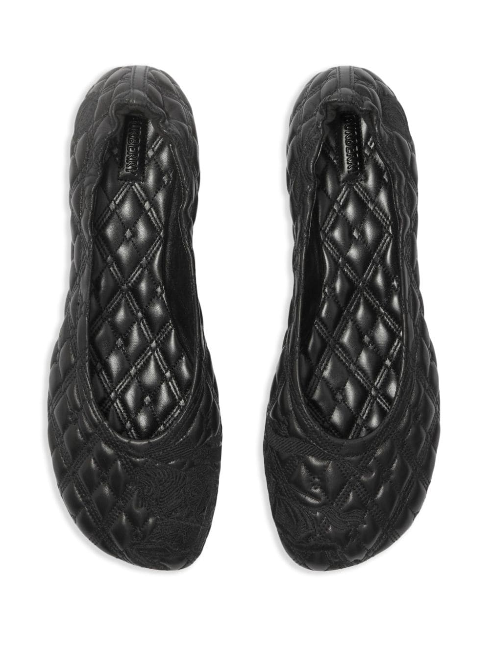 Burberry Leather Sadler Quilted Ballerinas Black