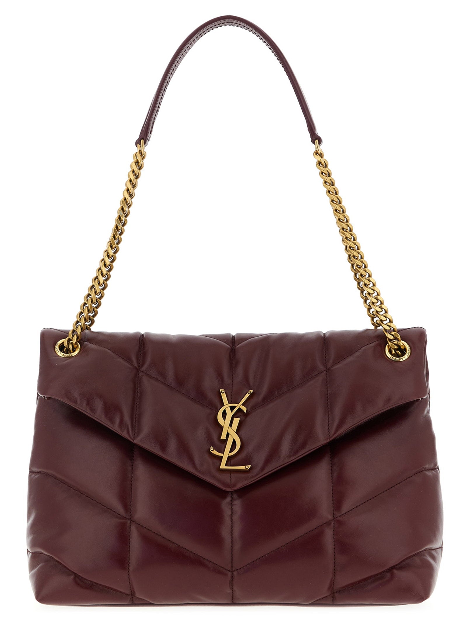 Saint Laurent Puffer Shoulder Bag Bordeaux