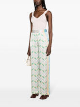 Casablanca High-Waisted Silk Satin Ping Pong Print Trousers Multicolor