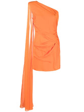 Roland Mouret Asymmetric One-Shoulder Silk Dress Orange