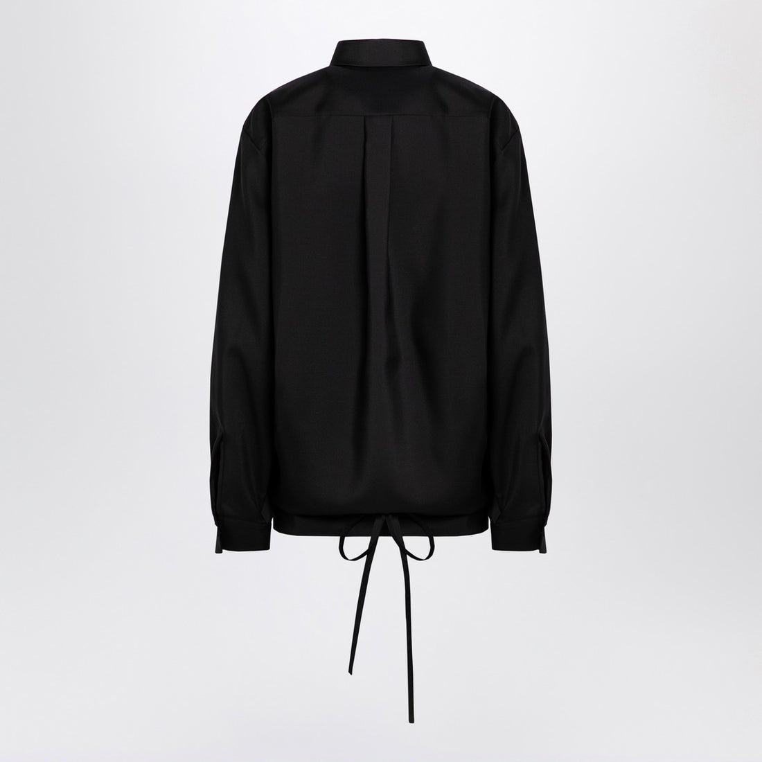 Valentino Black Wool-Mohair-Silk Shirt with Drawstring Hem Black