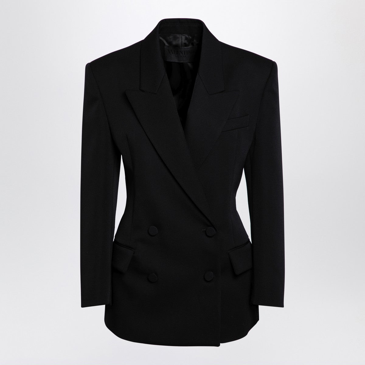 Valentino Double-Breasted Wool Jacket Black black