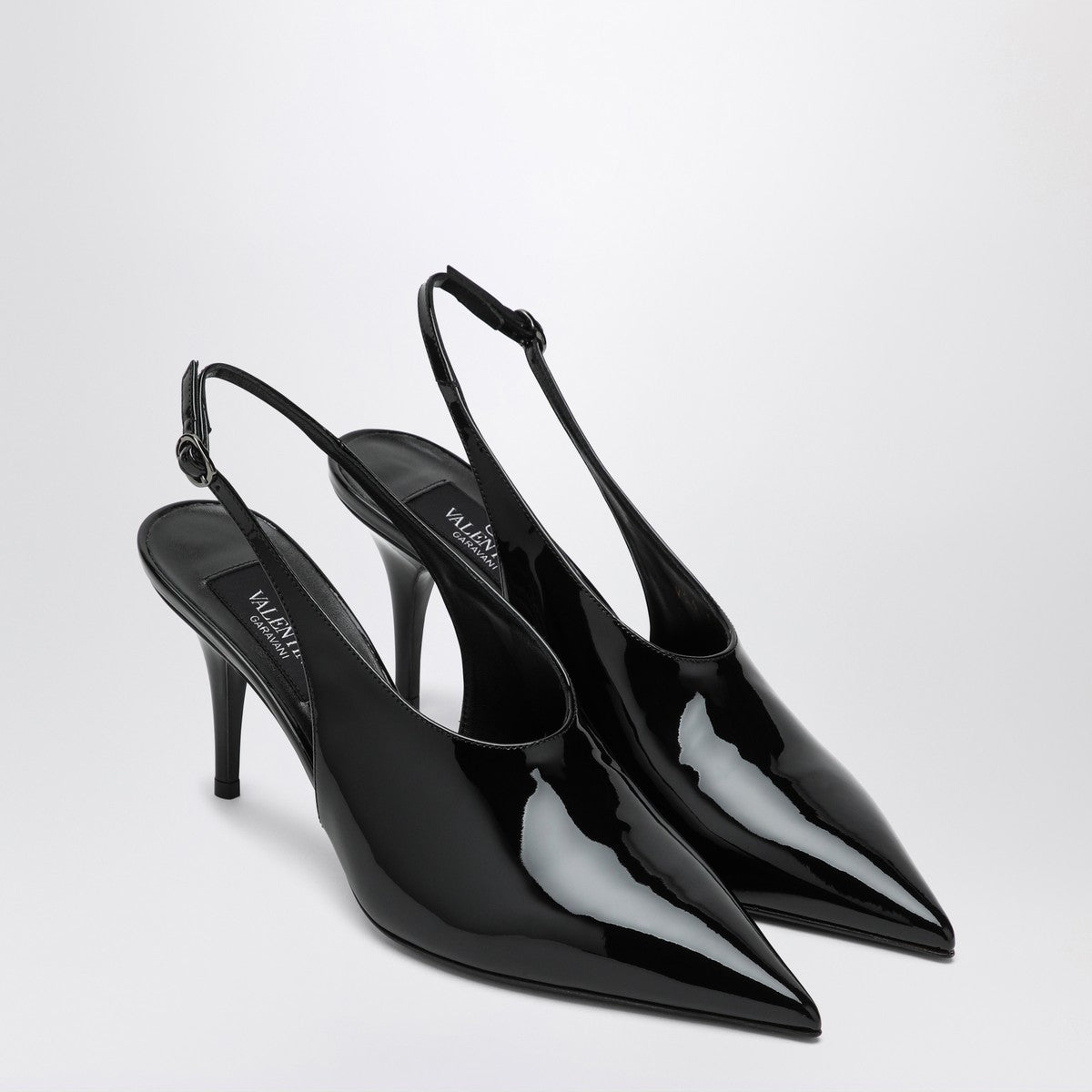 Valentino Garavani Le Salon Black Patent-Leather Slingback Pumps Black