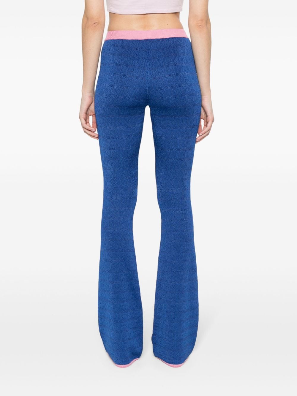 Bally Flared Jacquard Knit Trousers Blue