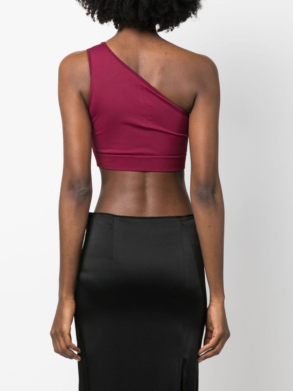 One-Shoulder Cropped Stretch Top Fuchsia