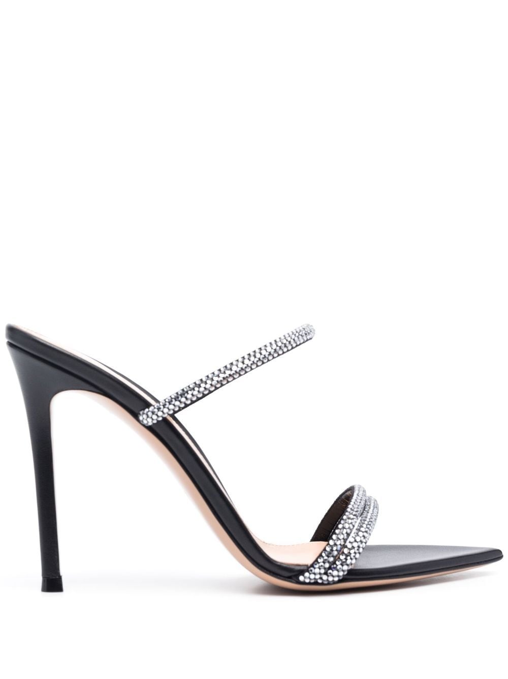 Gianvito Rossi Cannes 105 Crystal-Embellished Patent Leather Mules Black