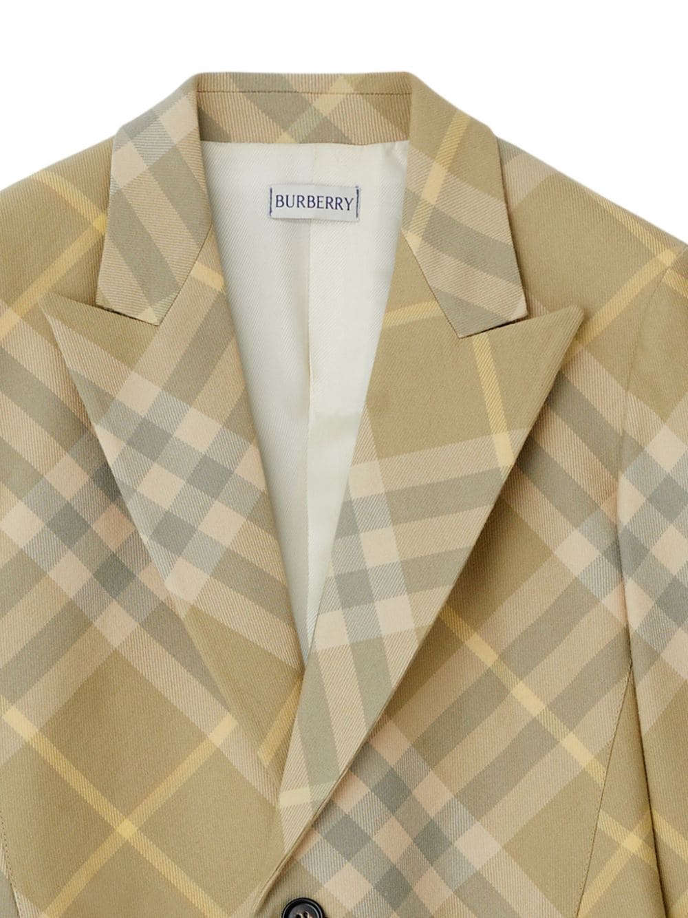Burberry Checked Tailored Wool Single-Breasted Blazer Beige