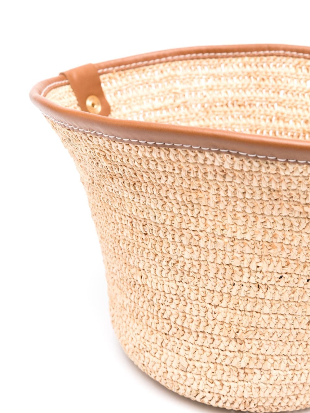 JACQUEMUS Raffia and Leather Bucket Hat Leather Brown