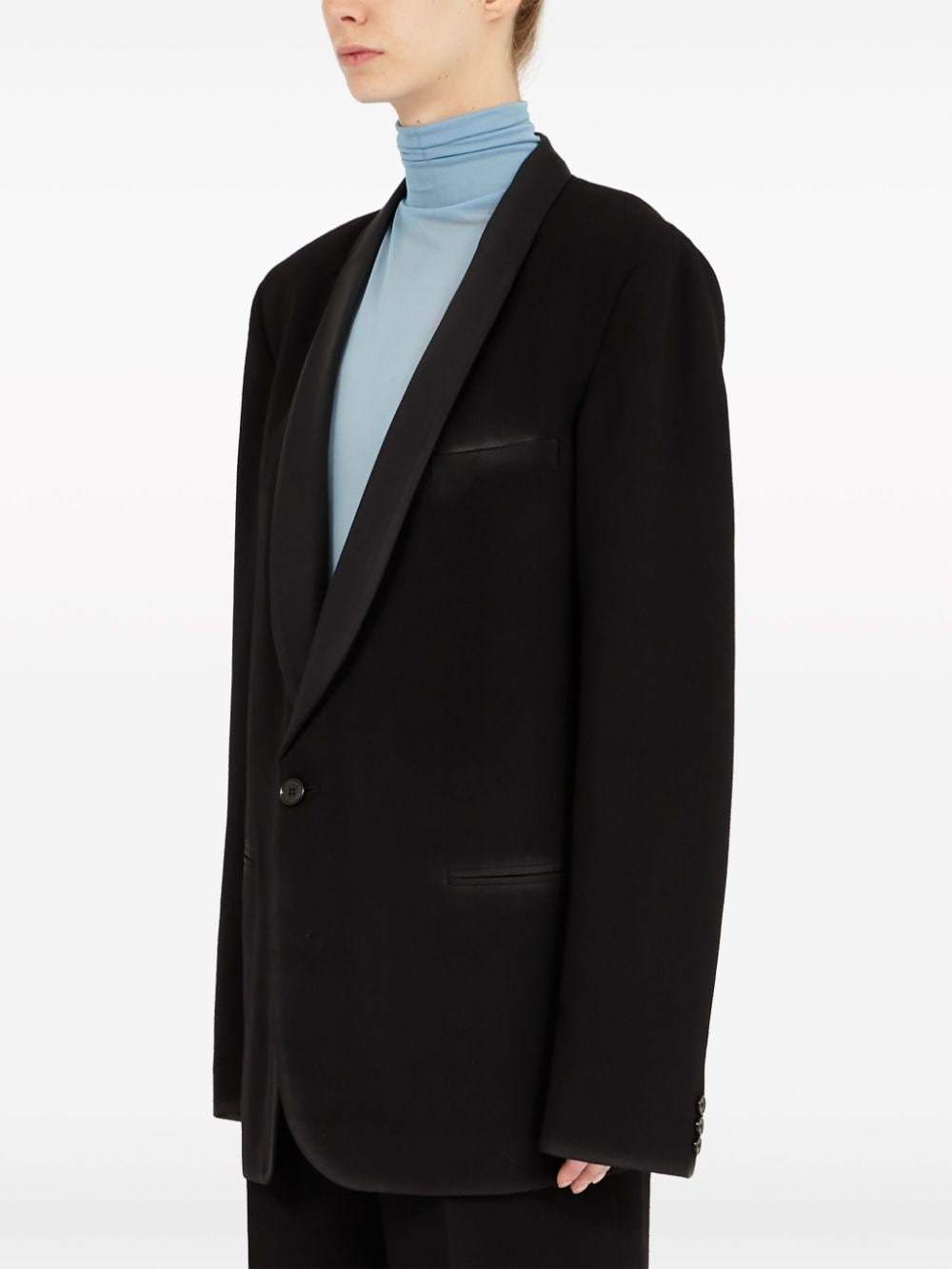 Maison Margiela Signature Wool Shawl Collar Jacket Black