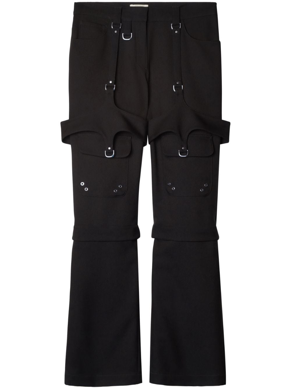Off White Buckle-Detail Flared Cargo Pants Black Black