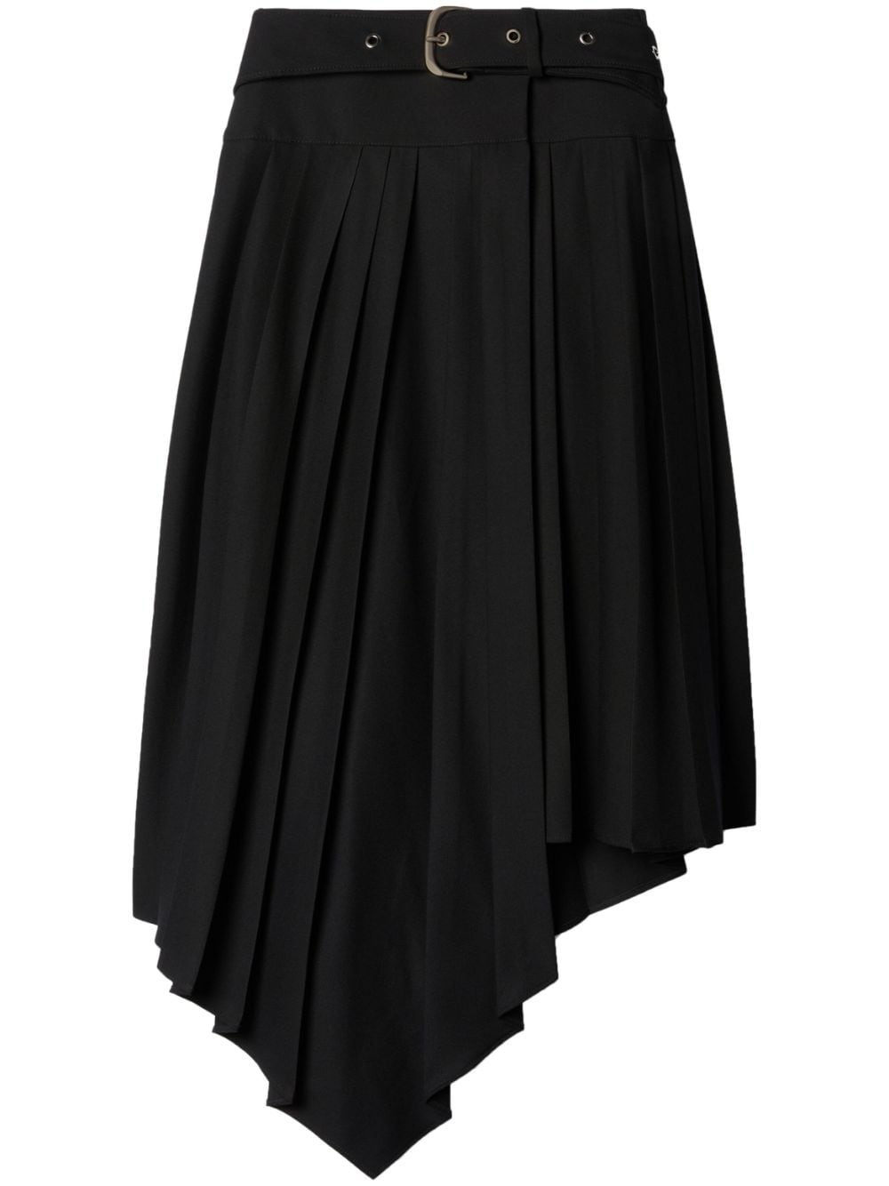 Off White Pleated Asymmetric Tech Drill Skirt Black