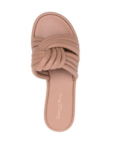 Gianvito Rossi Padded Knot-Detail Calf Leather Slides Beige