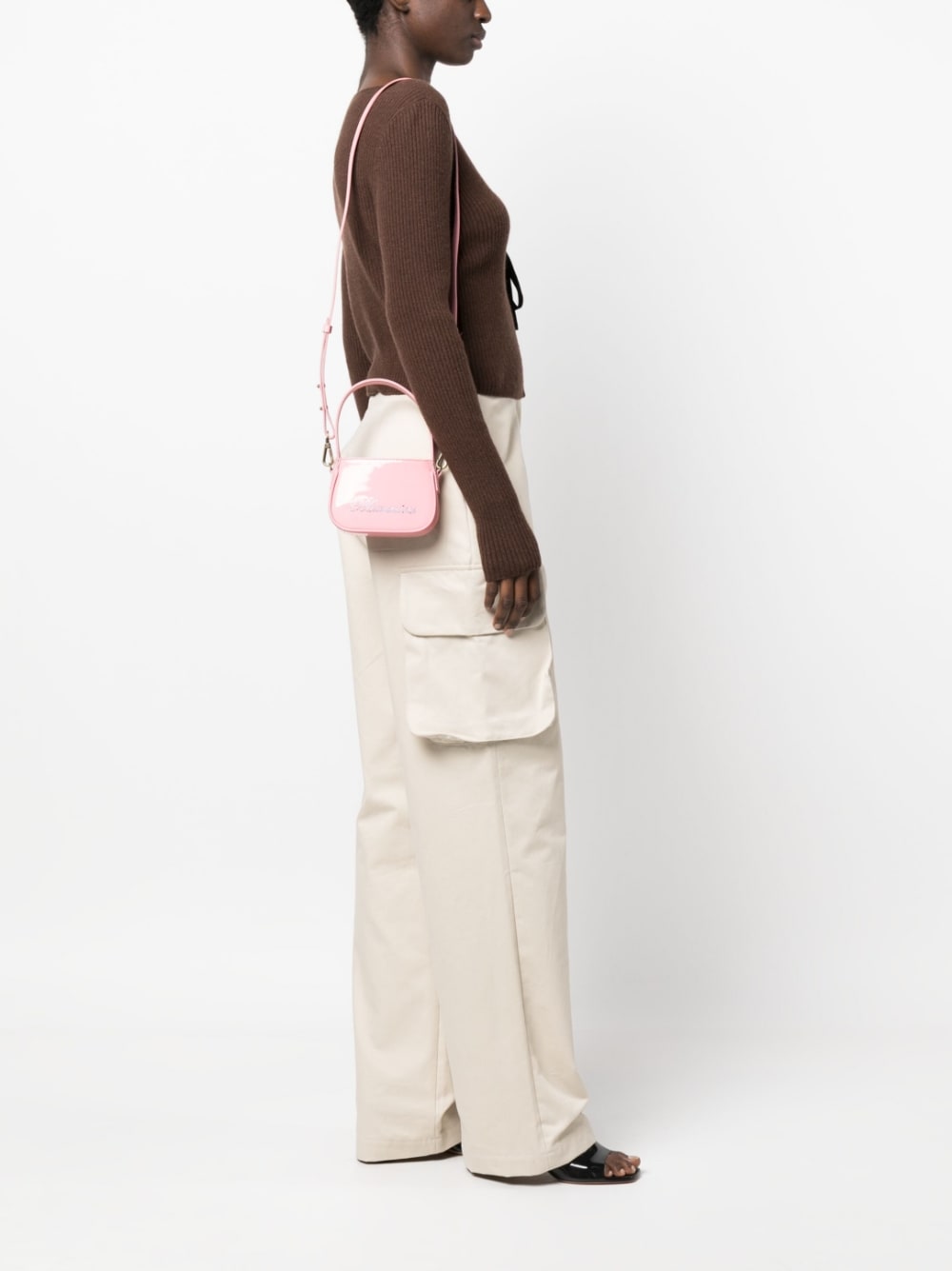 Blumarine Crystal Embellished Logo Tote Bag Pink