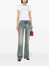 Blumarine Rhinestone-Logo Cotton Jersey T-Shirt White White