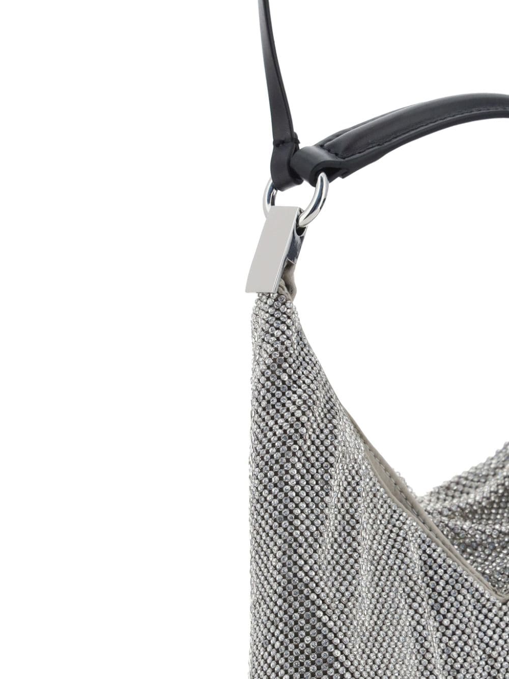 Benedetta Bruzziches Bella Ciao Silver Rhinestone-Embellished Draped Shoulder Bag Silver