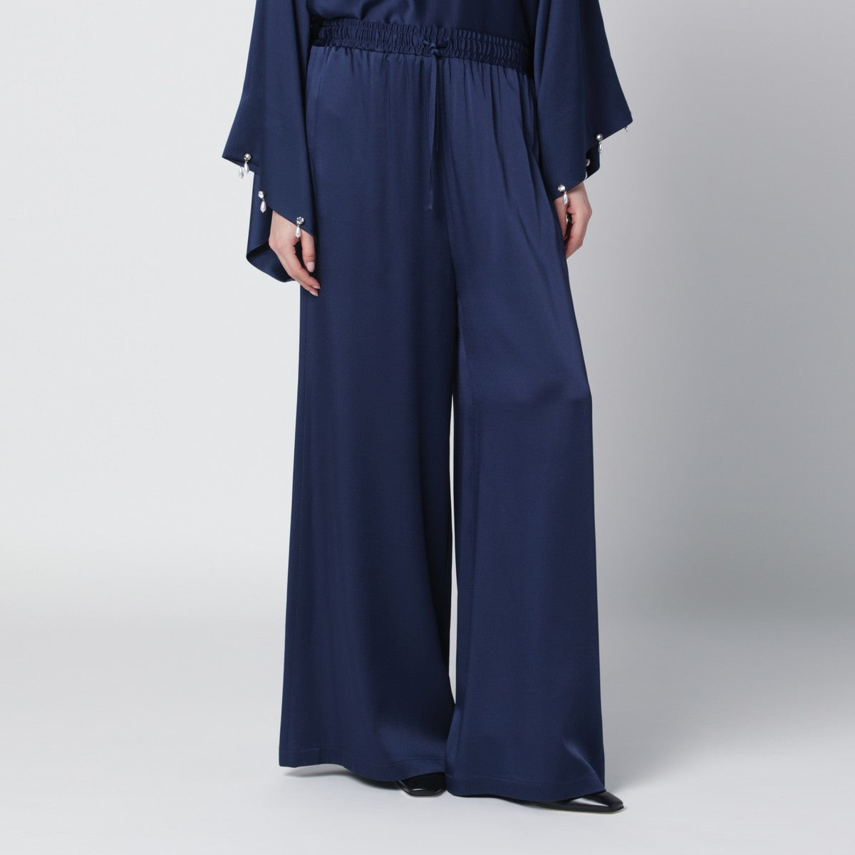 Stella McCartney Oversized Viscose Satin Trousers Blue