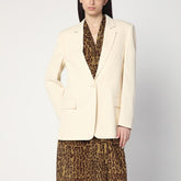 Stella McCartney Single-Breasted Butter White Jacket with Classic Lapels White