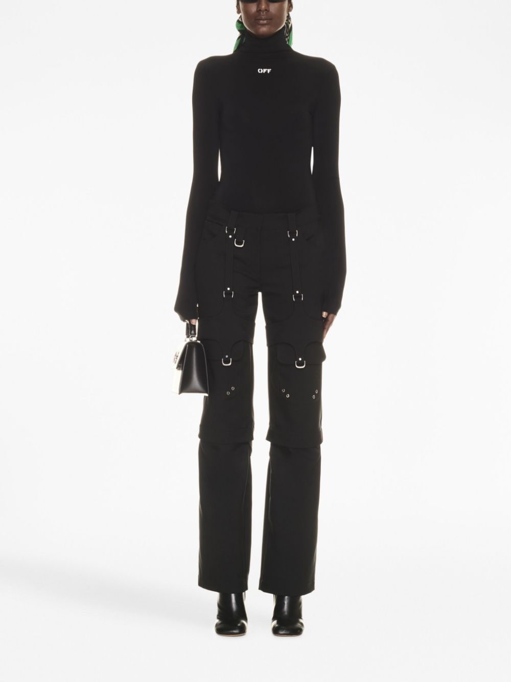 Off White Buckle-Detail Flared Cargo Pants Black Black