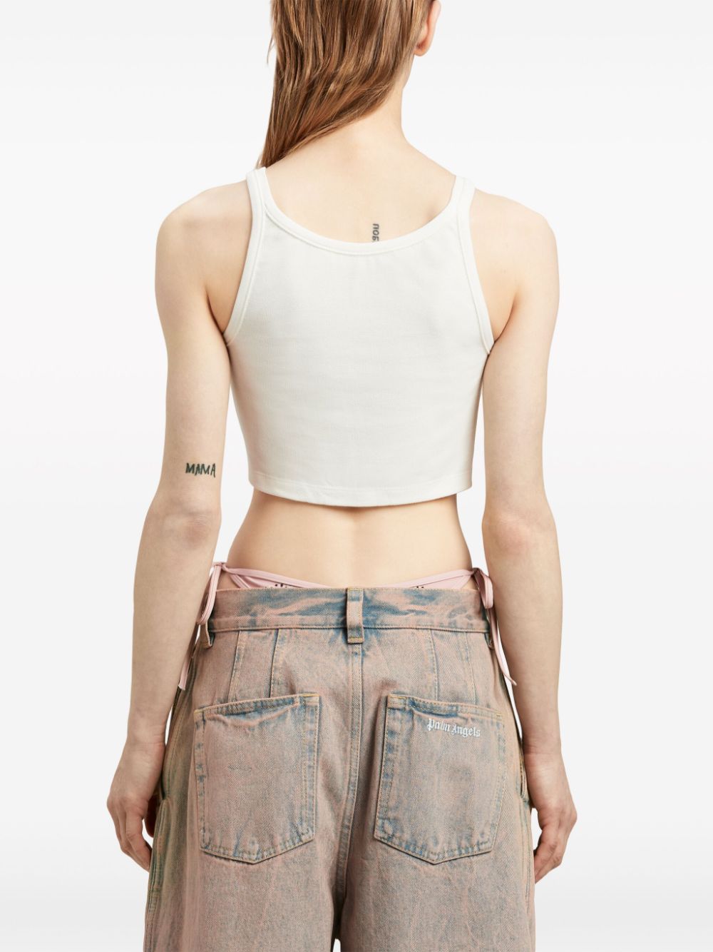 Palm Angels logo print Cropped Tank Top White