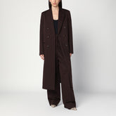 Stella McCartney Double-Breasted Plum Wool Coat Brown