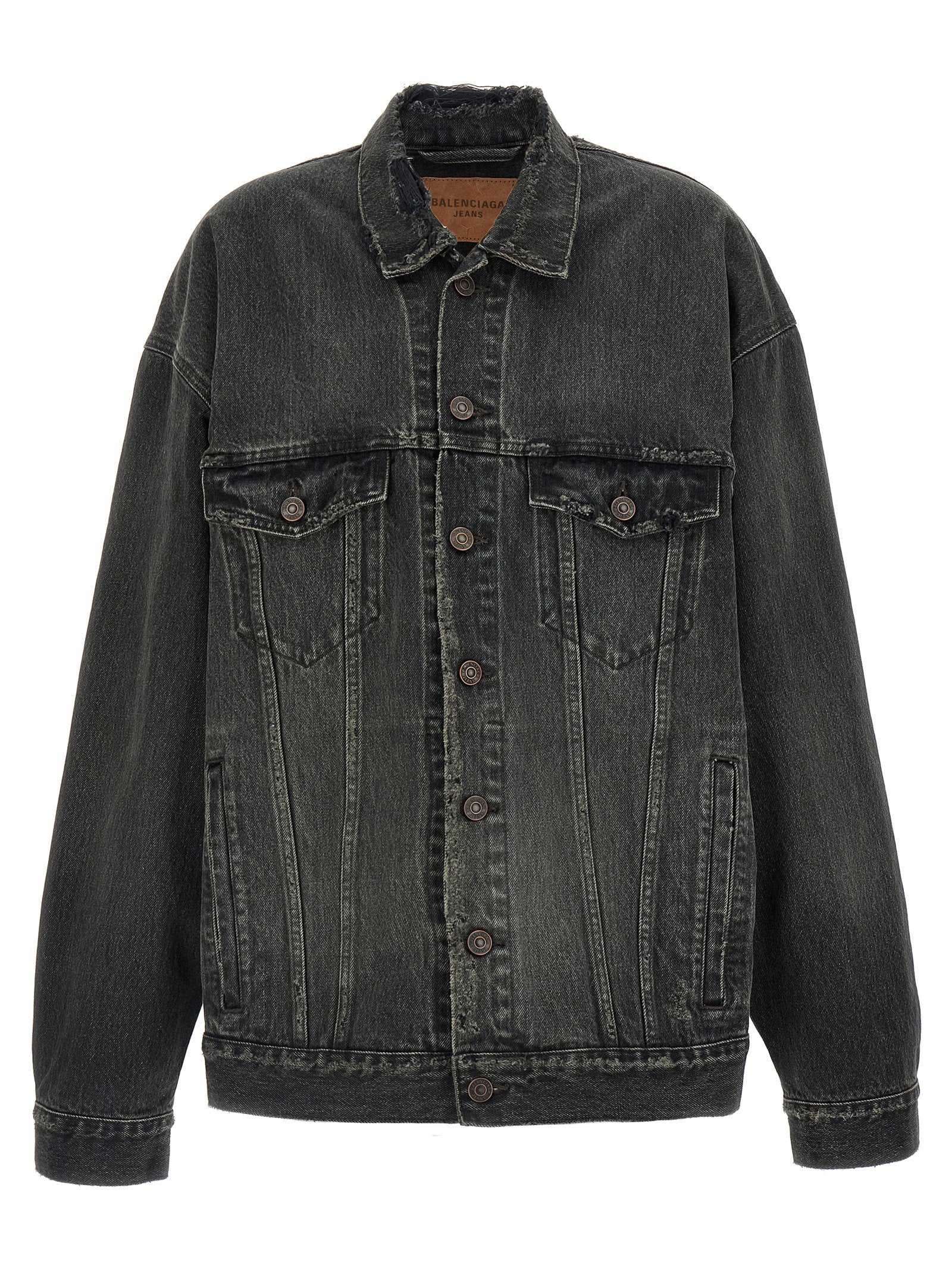 Balenciaga Denim Jacket With Used Effect Gray
