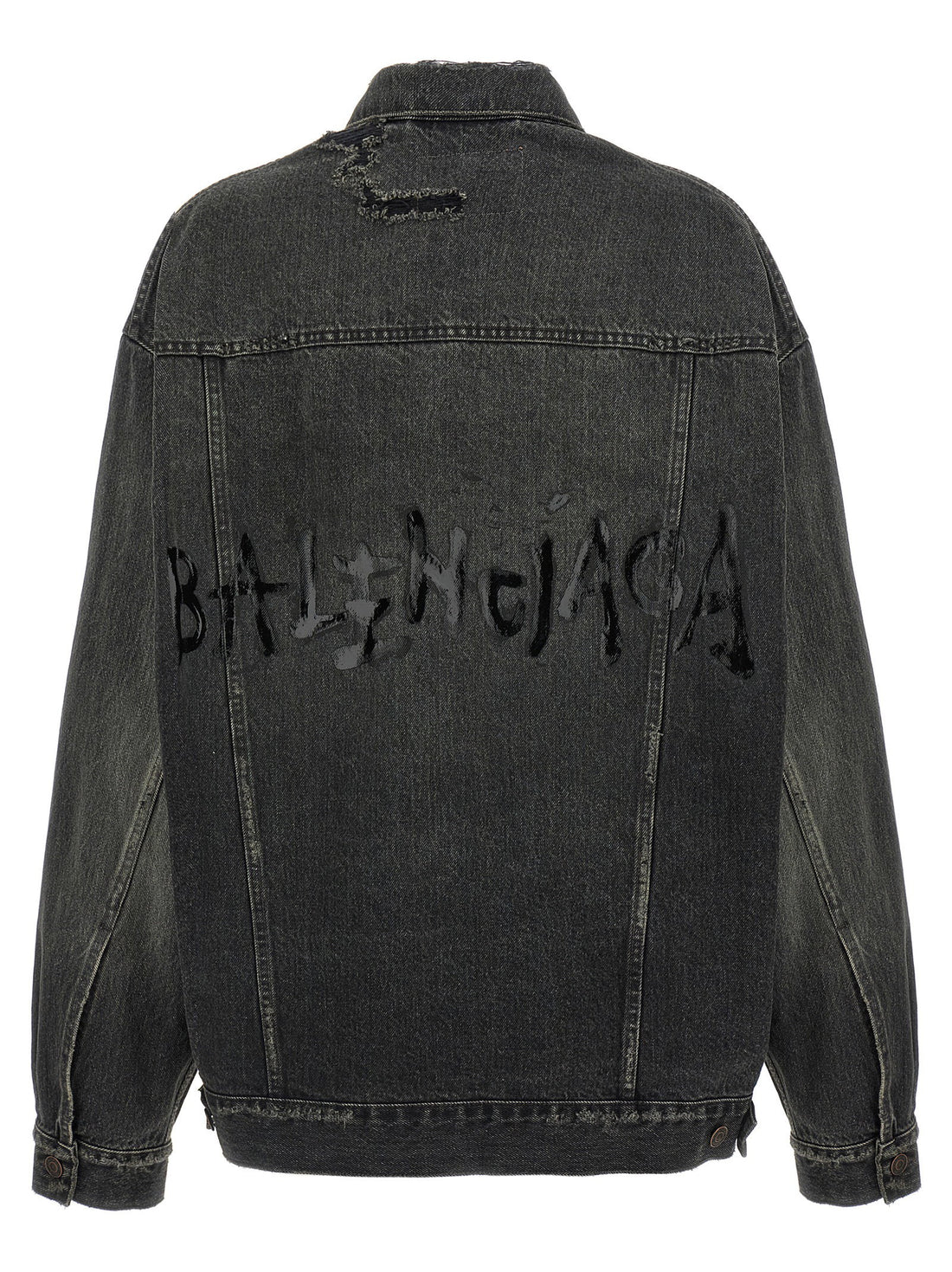 Balenciaga Denim Jacket With Used Effect Gray