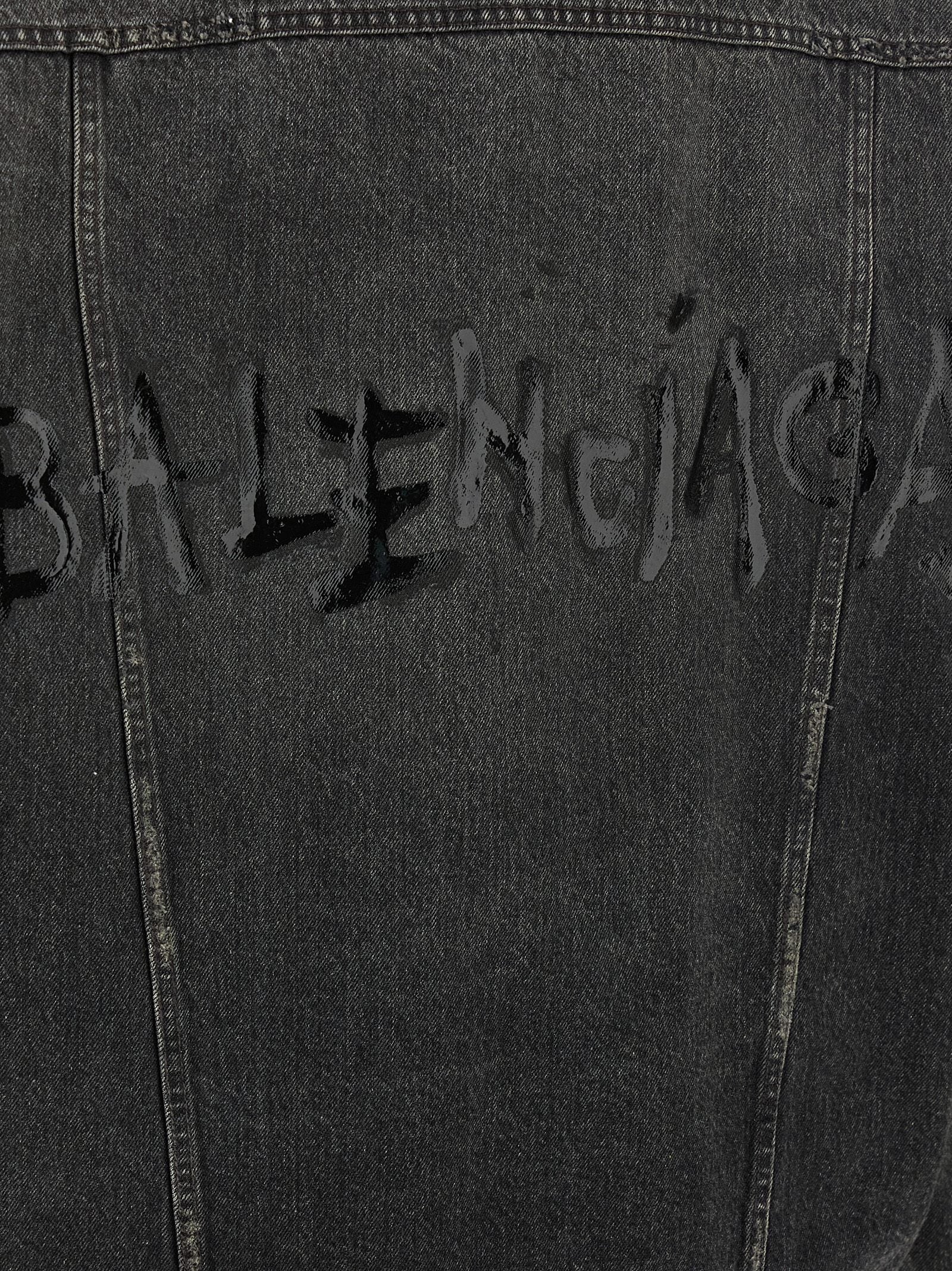 Balenciaga Denim Jacket With Used Effect Gray