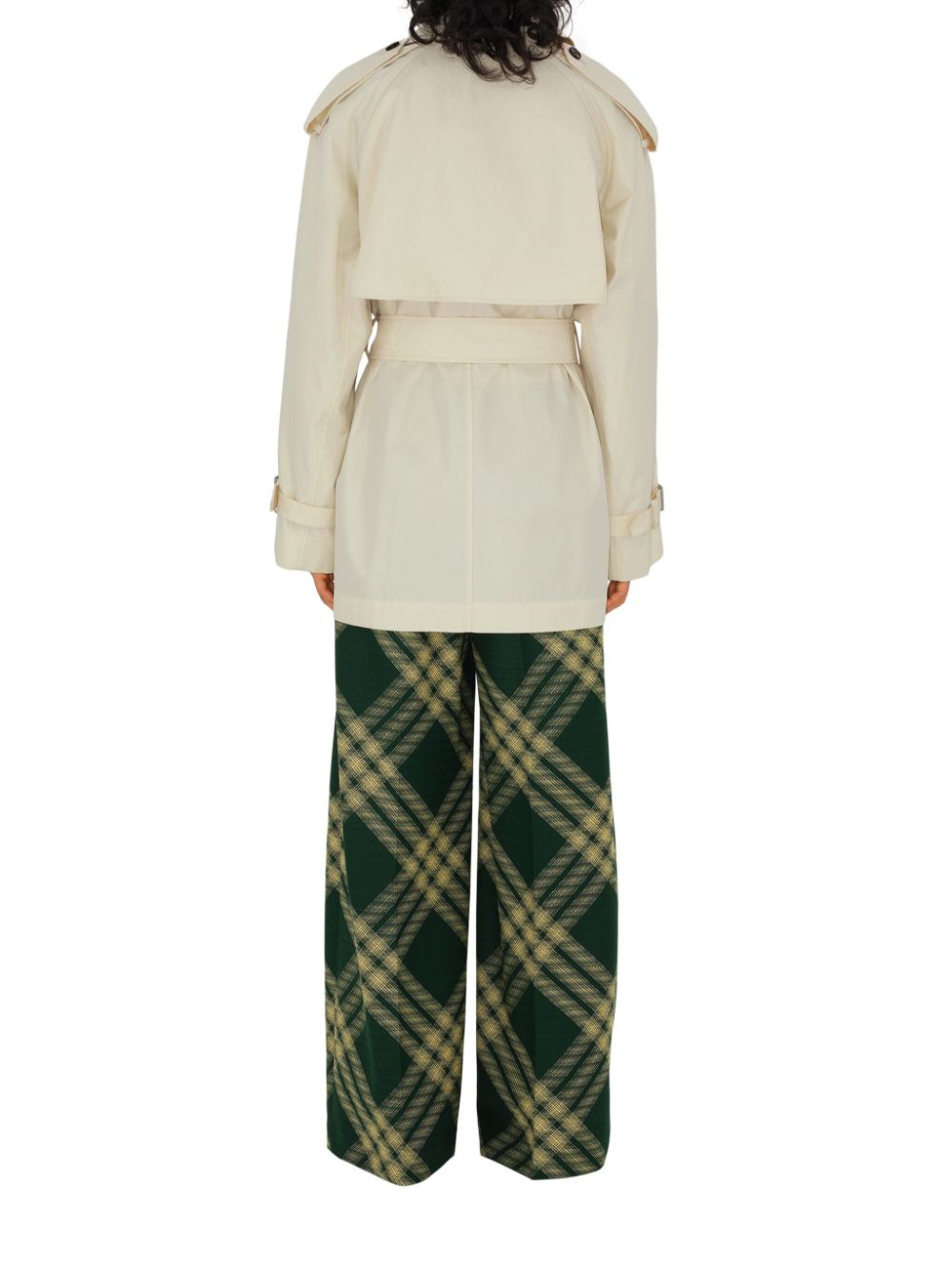 Burberry Short Belted Cotton Trench Coat White