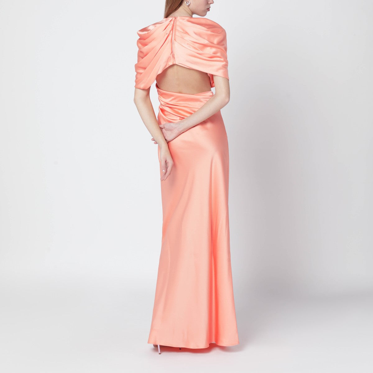 Stella McCartney Shiny Satin Maxi Dress Pink