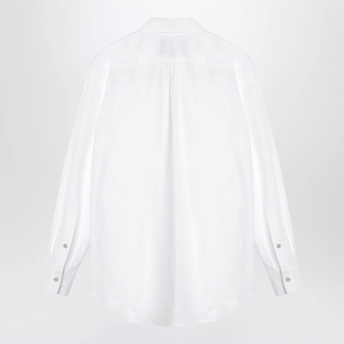 Valentino White Cotton Poplin Ruffle-Detail Shirt White