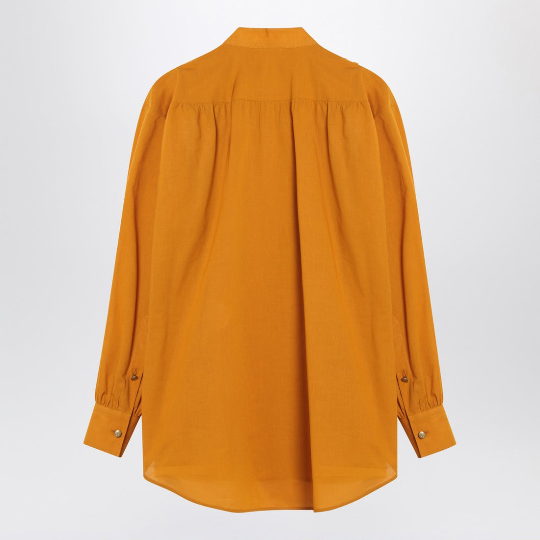 Valentino Ochre Yellow Beaded Lace Cotton Shirt with Korean Collar Yellow