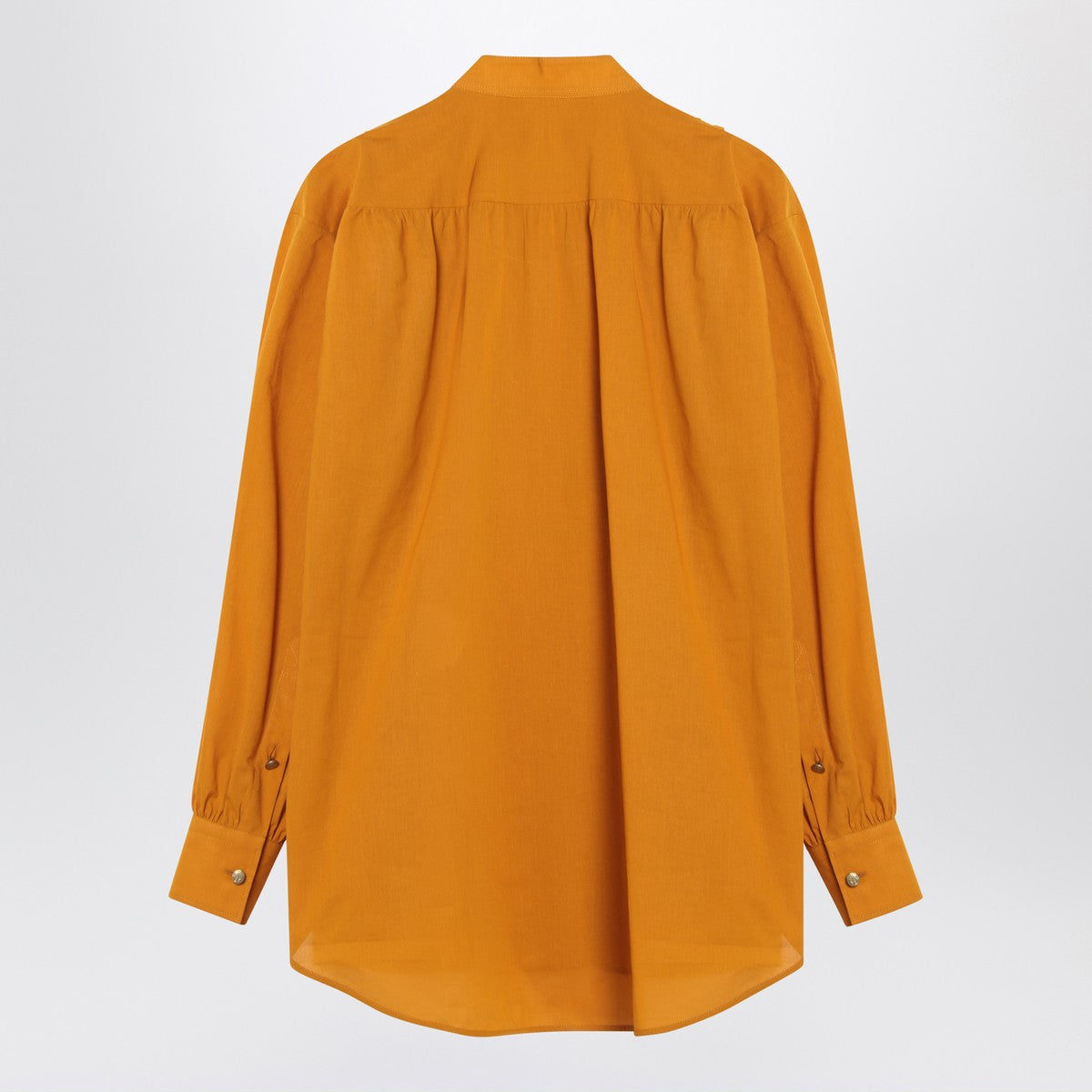 Valentino Ochre Yellow Beaded Lace Cotton Shirt with Korean Collar Yellow
