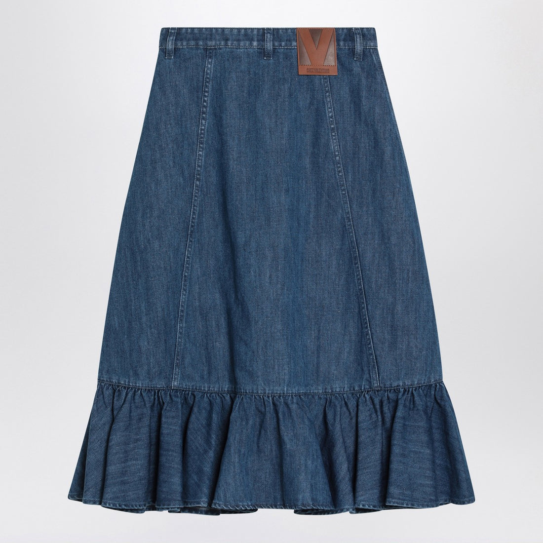 Valentino Blue Denim Midi Skirt with Patch Pockets Blue