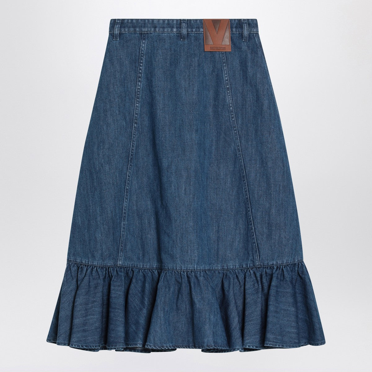Valentino Blue Denim Midi Skirt with Patch Pockets Blue
