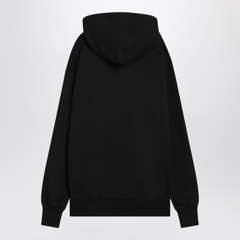 Valentino Hooded Black Sweatshirt with Chez Valentino Chest Print Black