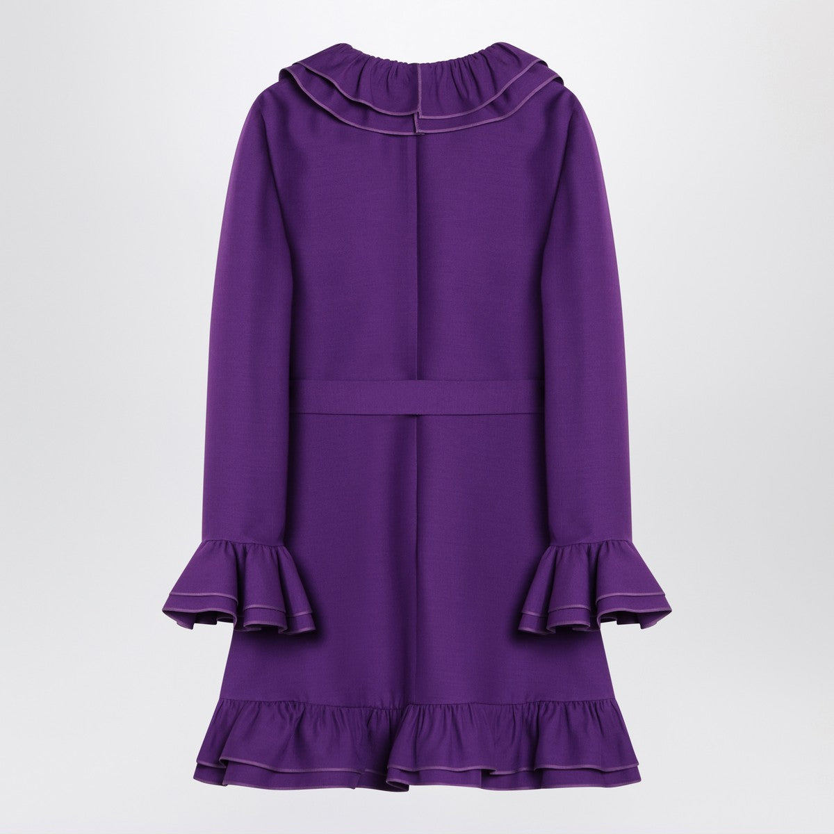Valentino Purple Wool and Silk Ruffled Mini Dress Purple