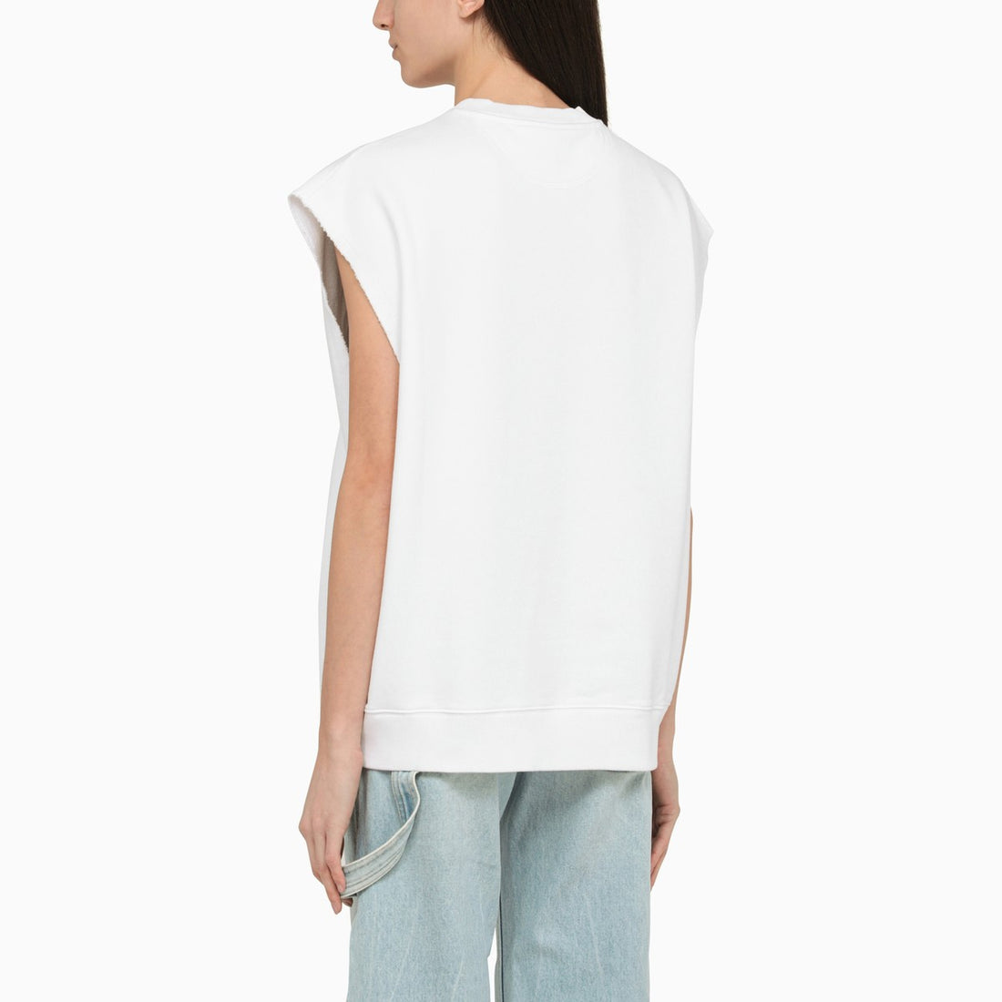 Stella McCartney Oversized White Cotton Logo Tank Top White