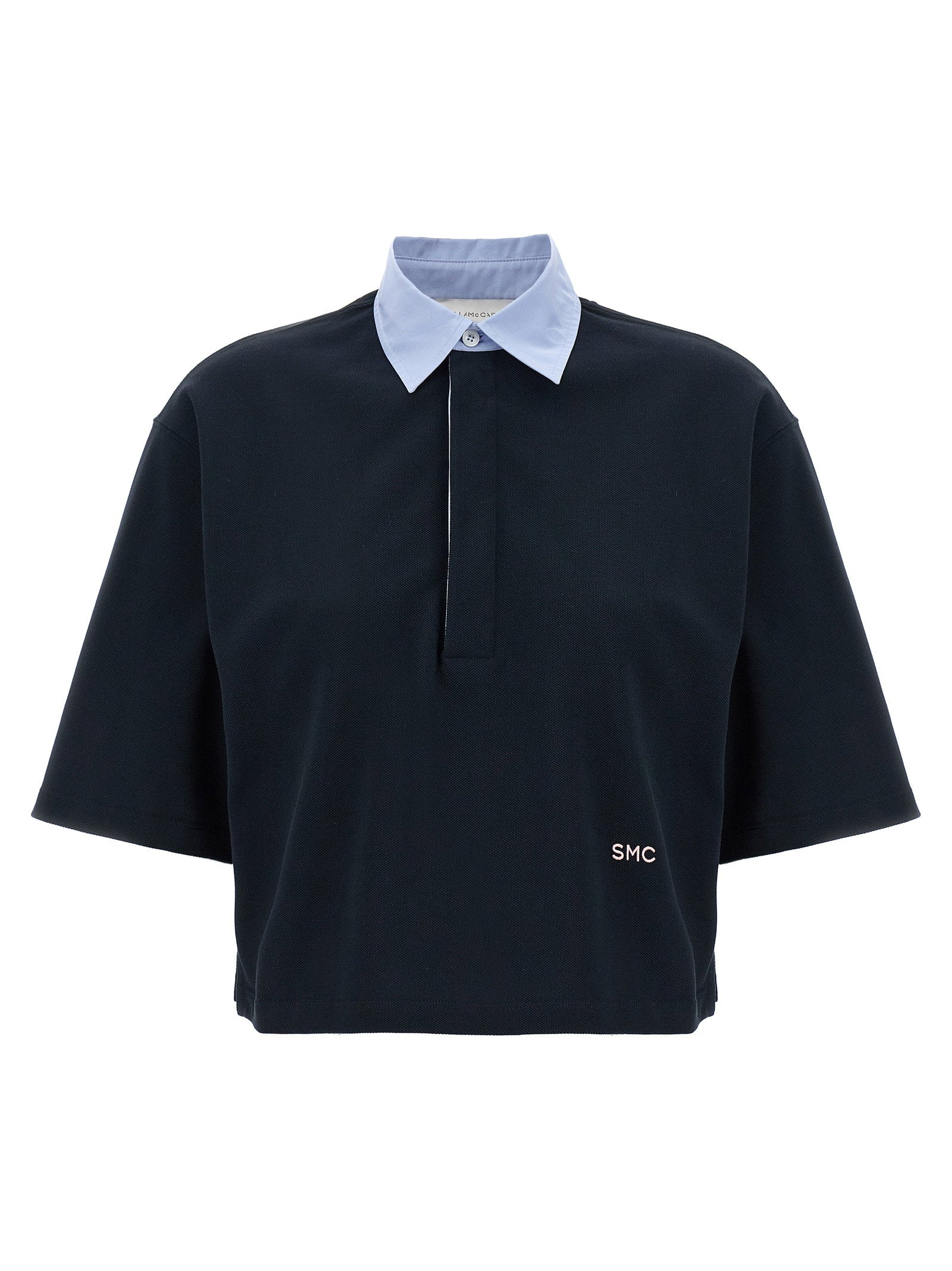 Stella Mccartney Cropped Piquet Polo Blue