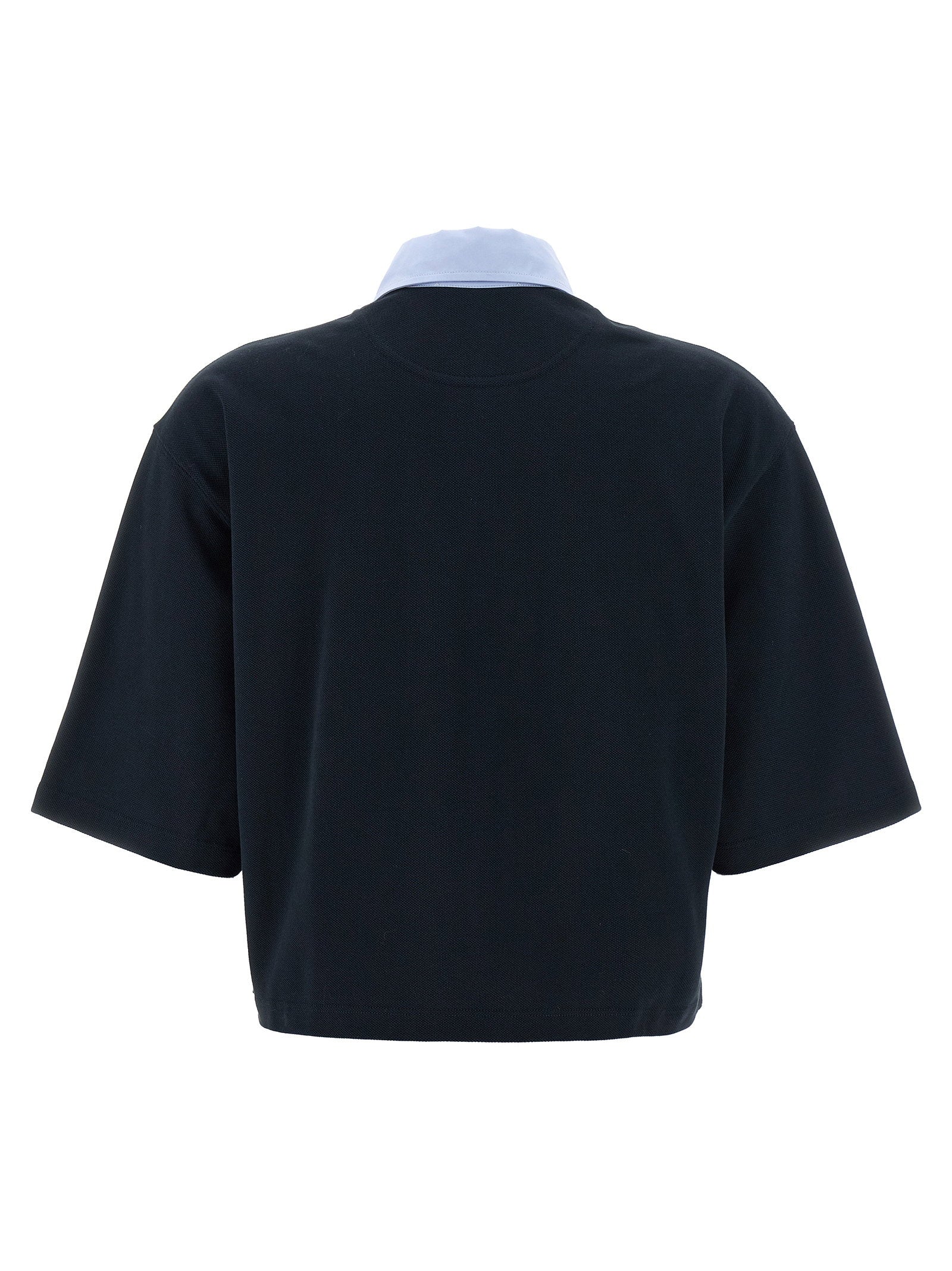 Stella Mccartney Cropped Piquet Polo Blue