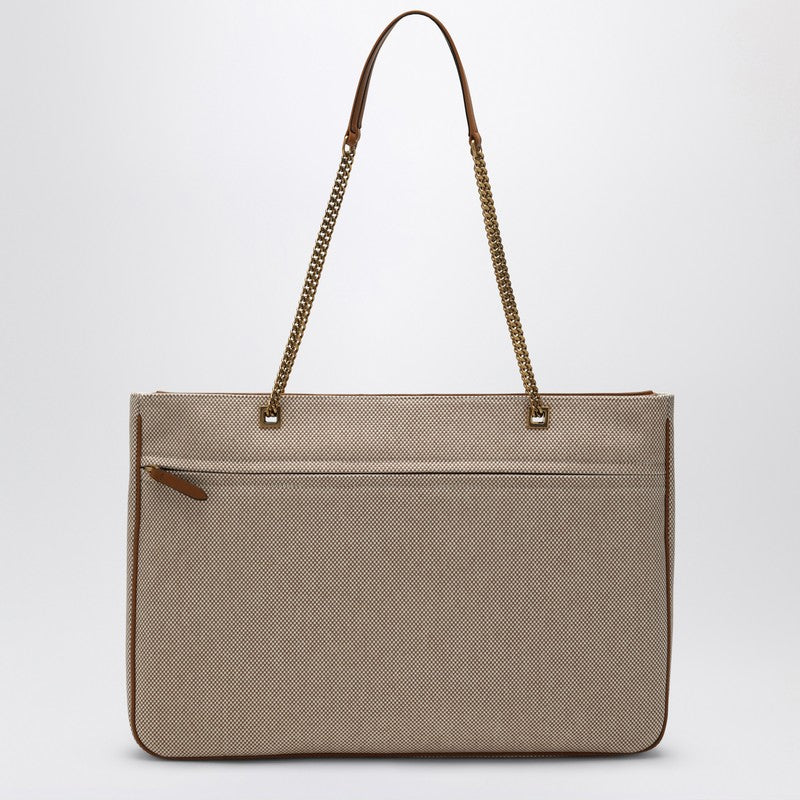 Valentino Garavani Large Viva Superstar Canvas Shopper Bag Natural Beige