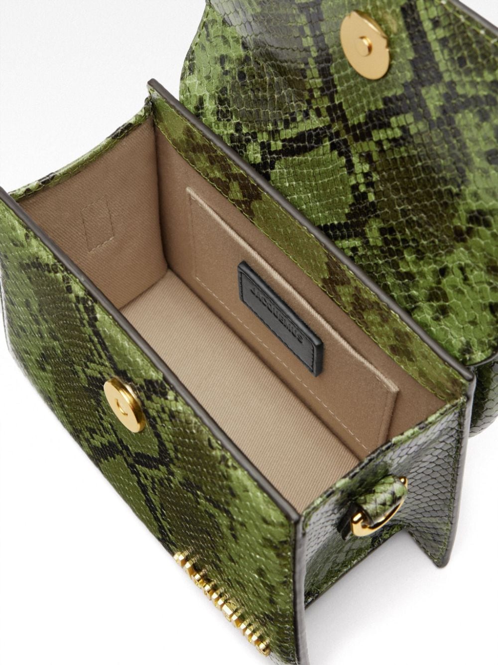 JACQUEMUS Le Chiquito Mini Snakeskin-Effect Calf Leather Bag Green