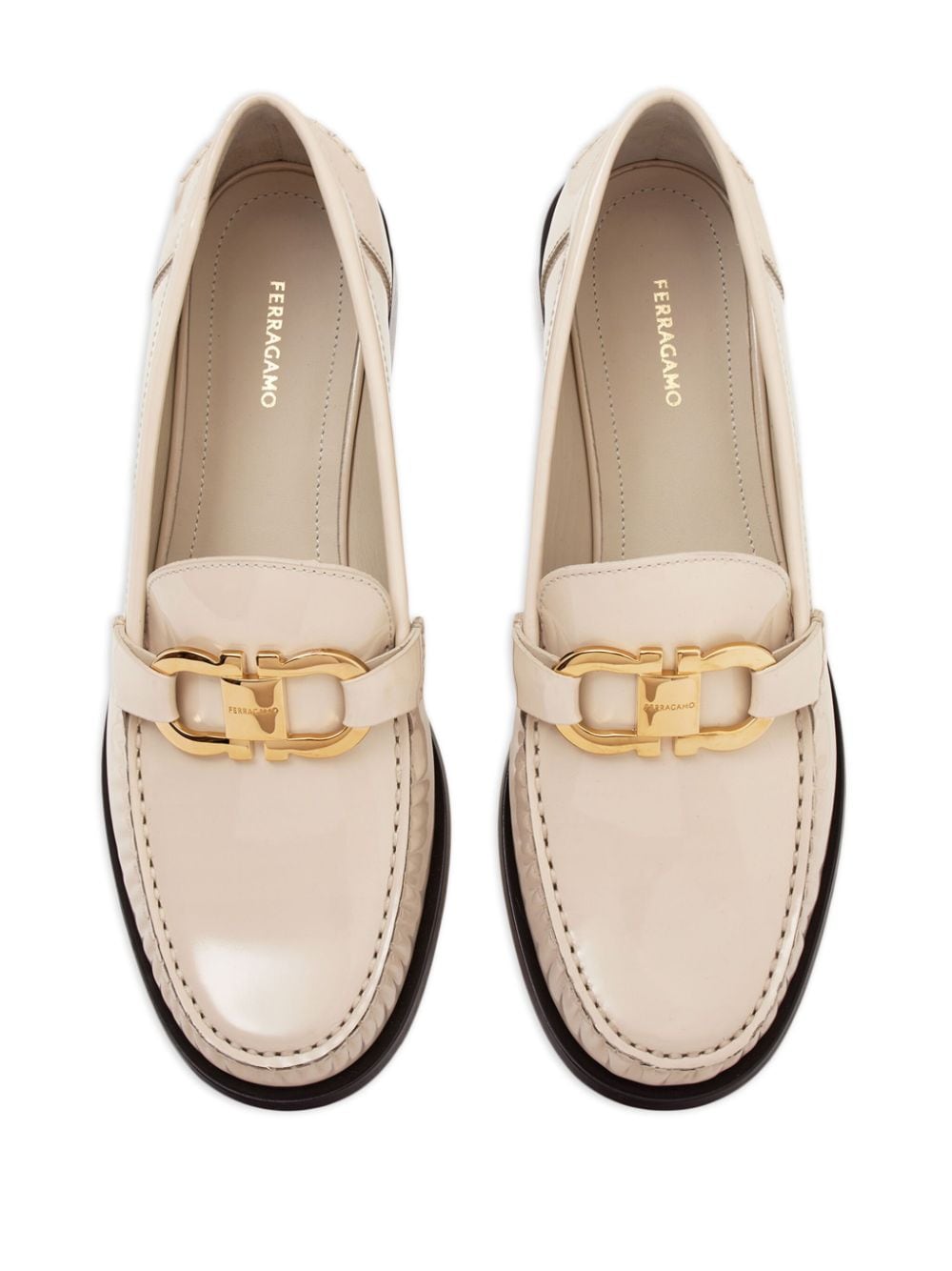 Ferragamo Salvatore Ferragamo Patent Leather Loafers Beige