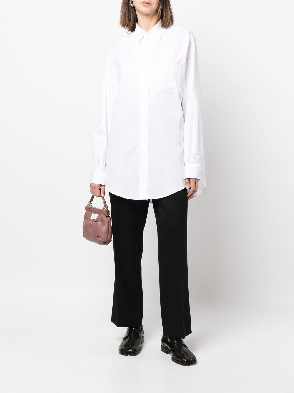 Maison Margiela Long Cotton Poplin Shirt in White White