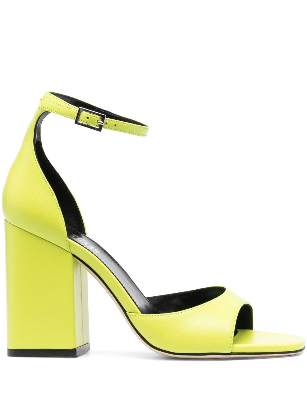 Paris Texas Block-Heel Open-Toe Leather Sandals Green