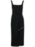 Alexander McQueen Zip-Embellished Wool Midi Dress Black